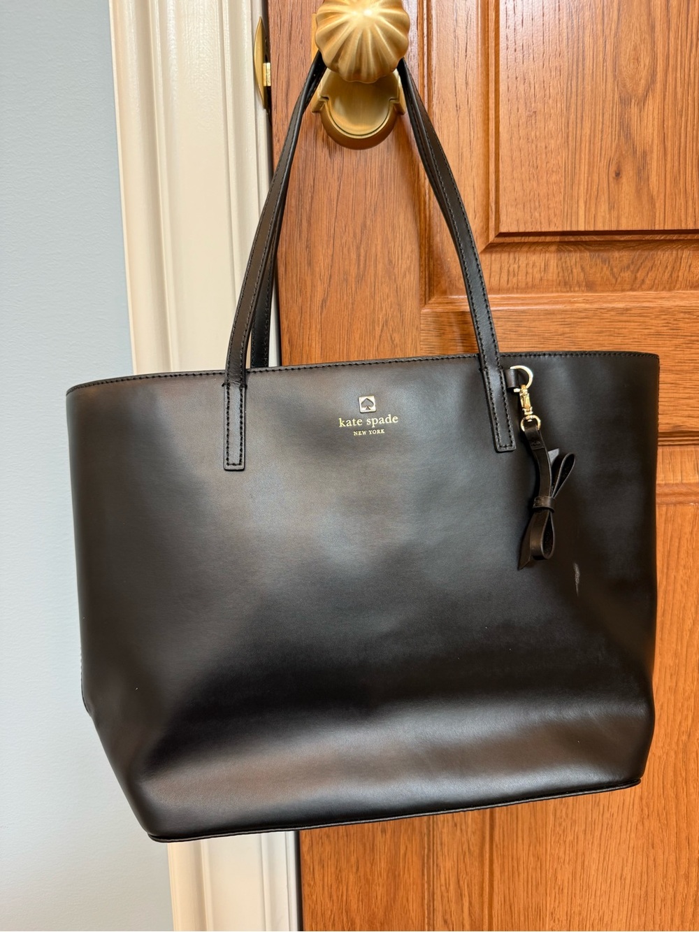 kate spade New York Black Leather Tote Bag
